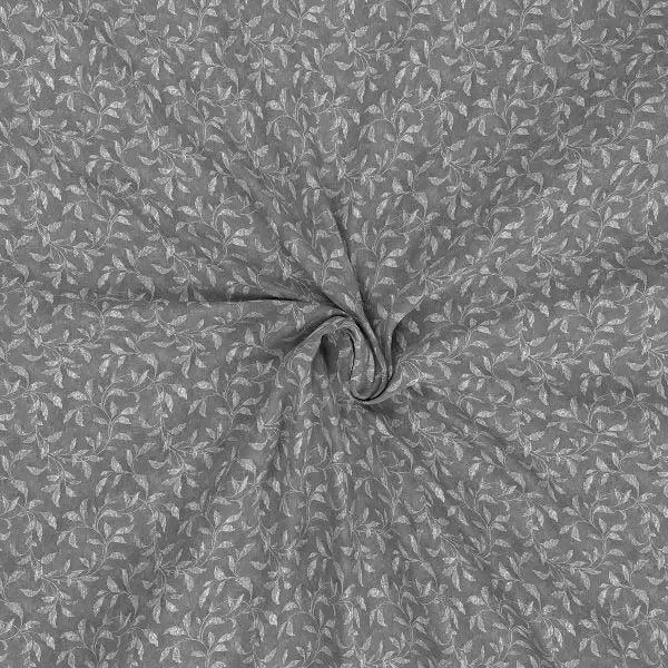 Maspar 100% Cotton Grey Bedsheet with 2 Pillow Covers (200 TC)- Backyard Patio Rustic Leaf Printed