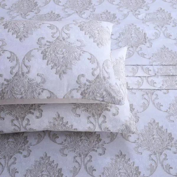 Maspar 100% Cotton Neutral King Size Bedsheet with 2 Pillow Covers (210 TC) - PBS Nomad Scuplt Pietra Printed