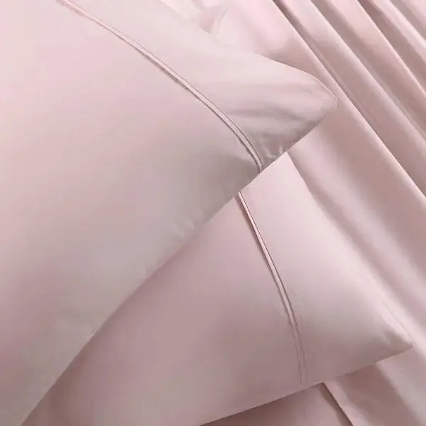 Maspar 100% Cotton Pink Crisp Bedsheet with 2 Pillow Covers (200 TC)-Slumber Plain Easy Care Percale