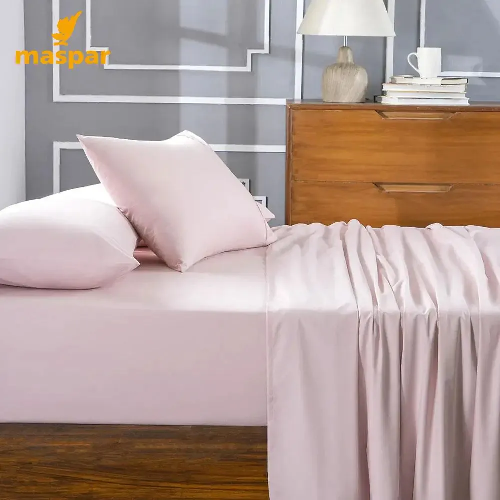 Maspar 100% Cotton Pink Crisp Bedsheet with 2 Pillow Covers (200 TC)-Slumber Plain Easy Care Percale