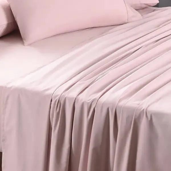 Maspar 100% Cotton Pink Crisp Bedsheet with 2 Pillow Covers (200 TC)-Slumber Plain Easy Care Percale