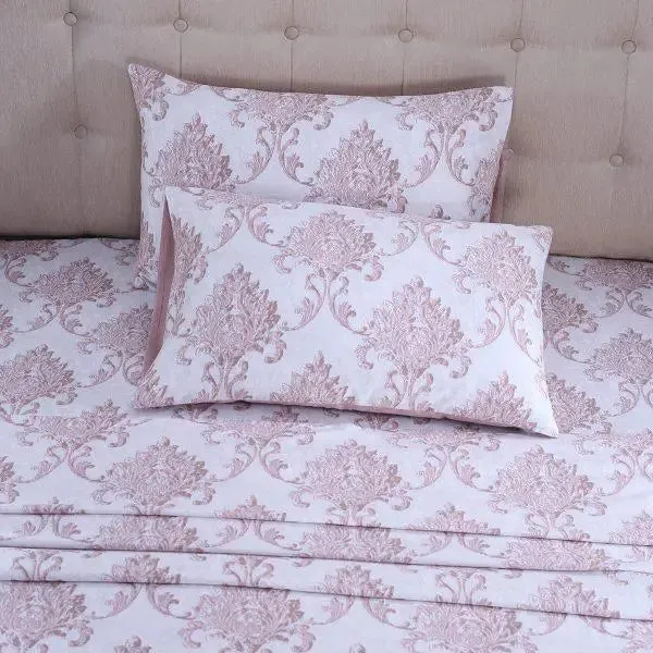 Maspar 100% Cotton Pink King Size Bedsheet with 2 Pillow Covers (210 TC) - PBS Nomad Scuplt Pietra Printed