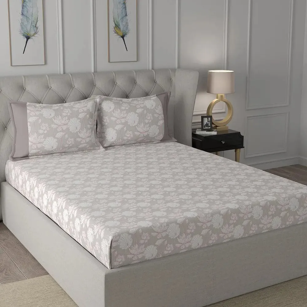 Maspar 100% Cotton Red Bedsheet with 2 Pillow Covers (200 TC)- Backyard Patio Albrecht Printed