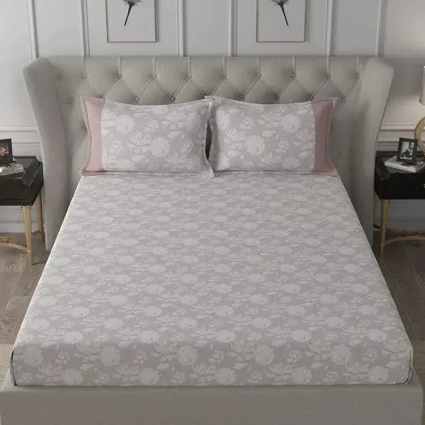 Maspar 100% Cotton Red Bedsheet with 2 Pillow Covers (200 TC)- Backyard Patio Albrecht Printed