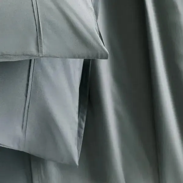 Maspar 100% Cotton Steel Grey Crisp Bedsheet with 2 Pillow Covers (200 TC)- Slumber Plain Easy Care Percale