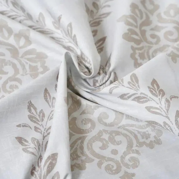 Maspar Beige 100% Cotton Printed King Size Bedsheet with 2 Pillow Covers -Tranquil Essence Lawn Leaflet