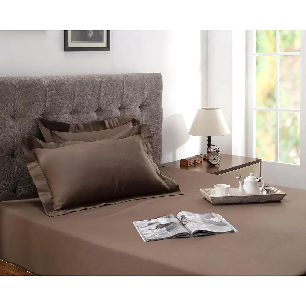 Maspar Clemonte Self Jacquard 100% Cotton Brown King Size Bedsheet with 2 Pillow Covers (200 TC)