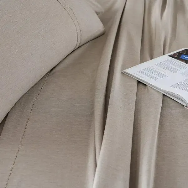 Maspar Emmie Egyptian Cotton Ultra-Soft Taupe King Size Bedsheet with 2 Pillow Covers (300 TC)