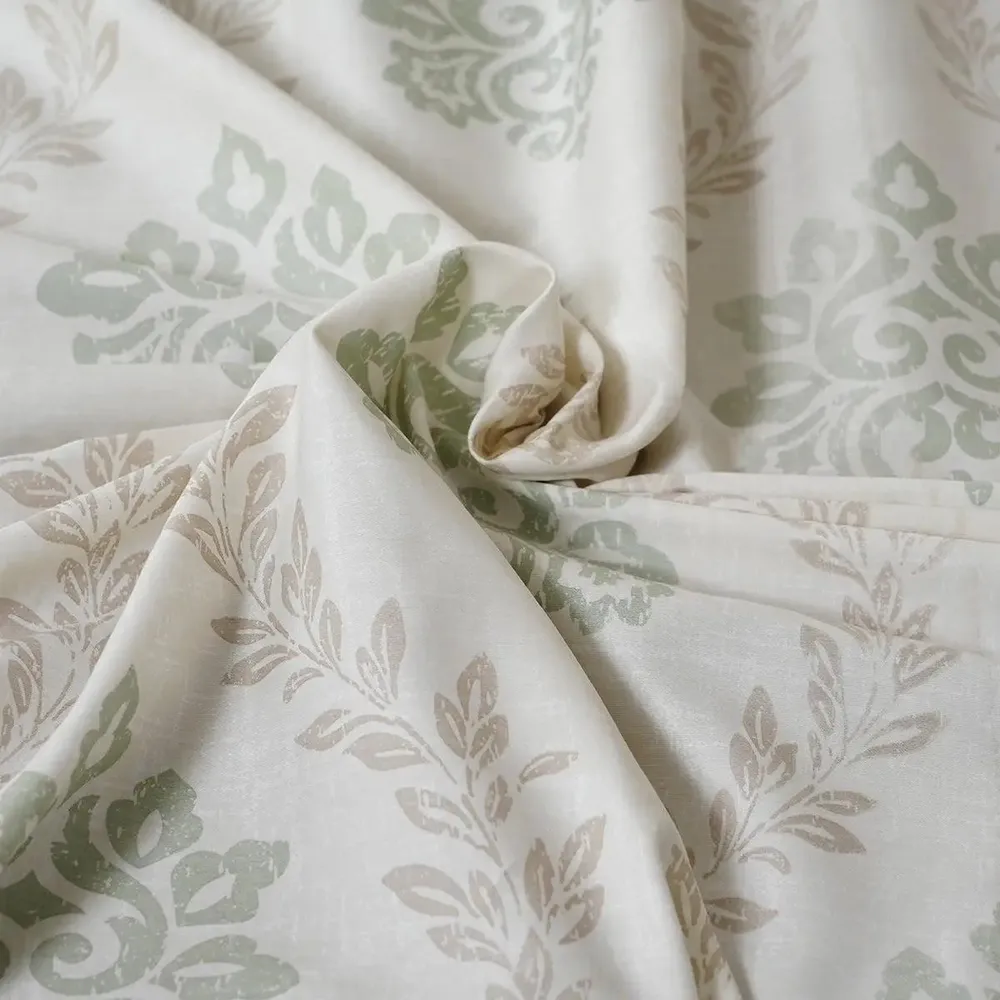 Maspar Green 100% Cotton Printed King Size Bedsheet with 2 Pillow Covers -Tranquil Essence Lawn Leaflet