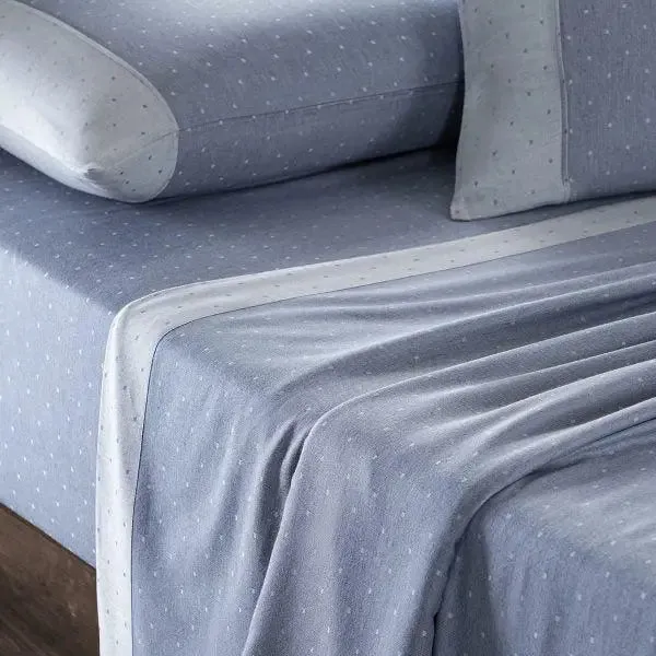 Maspar Muted Dot Reversible Egyptian Cotton Ultra-Soft Blue King Size Bedsheet with 2 Pillow Covers (300 TC)