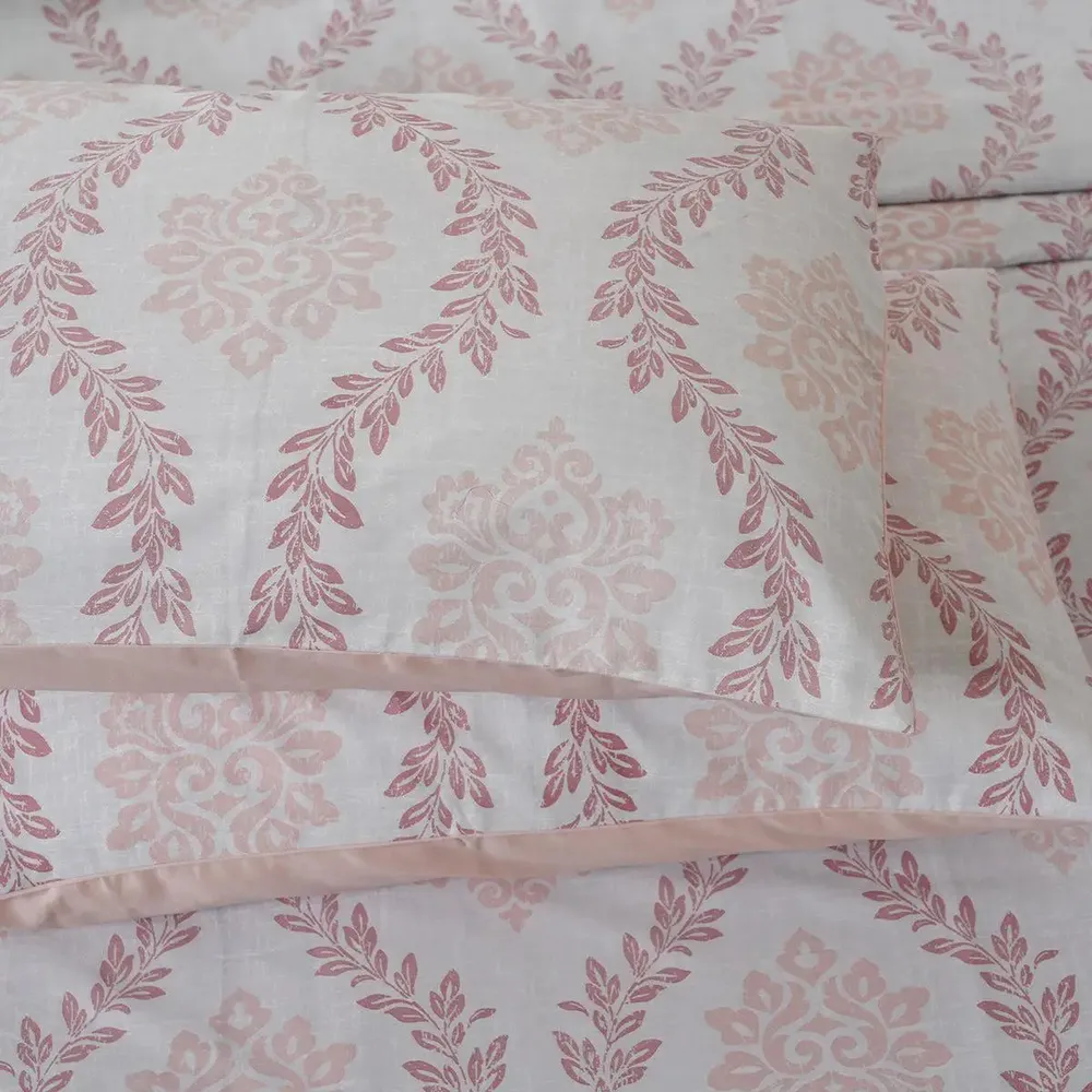 Maspar Peach 100% Cotton Printed King Size Bedsheet with 2 Pillow Covers -Tranquil Essence Lawn Leaflet