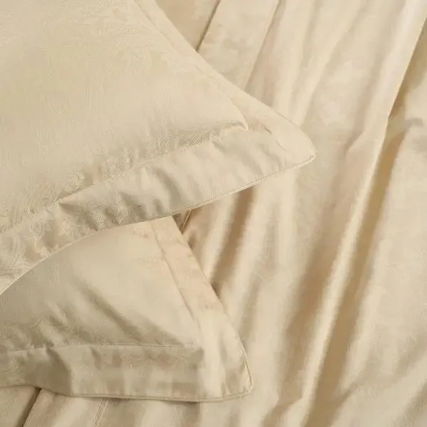 Maspar Regina Self Jacquard 100% Cotton Beige King Size Bedsheet with 2 Pillow Covers (300 TC)