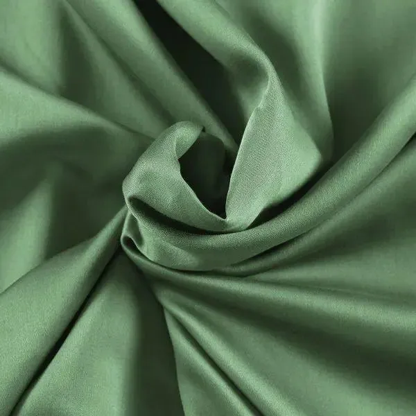 Maspar Viola Plain 100% Cotton Sateen Basil Green Bedsheet with 2 Pillow Covers (300 TC)