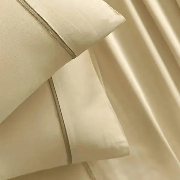 Maspar Viola Plain 100% Cotton Sateen Marzipan Brown Bedsheet with 2 Pillow Covers (300 TC)