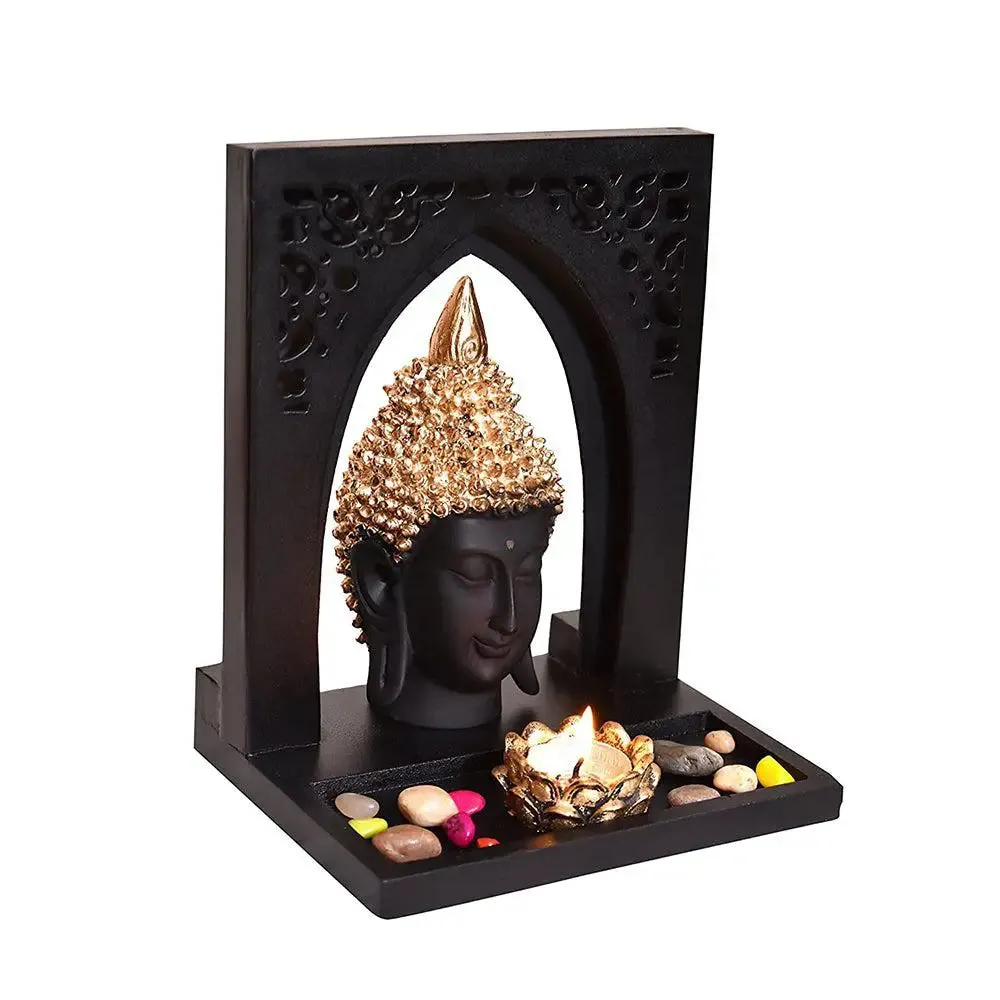 Matte Balck Lord Buddha Head Idol