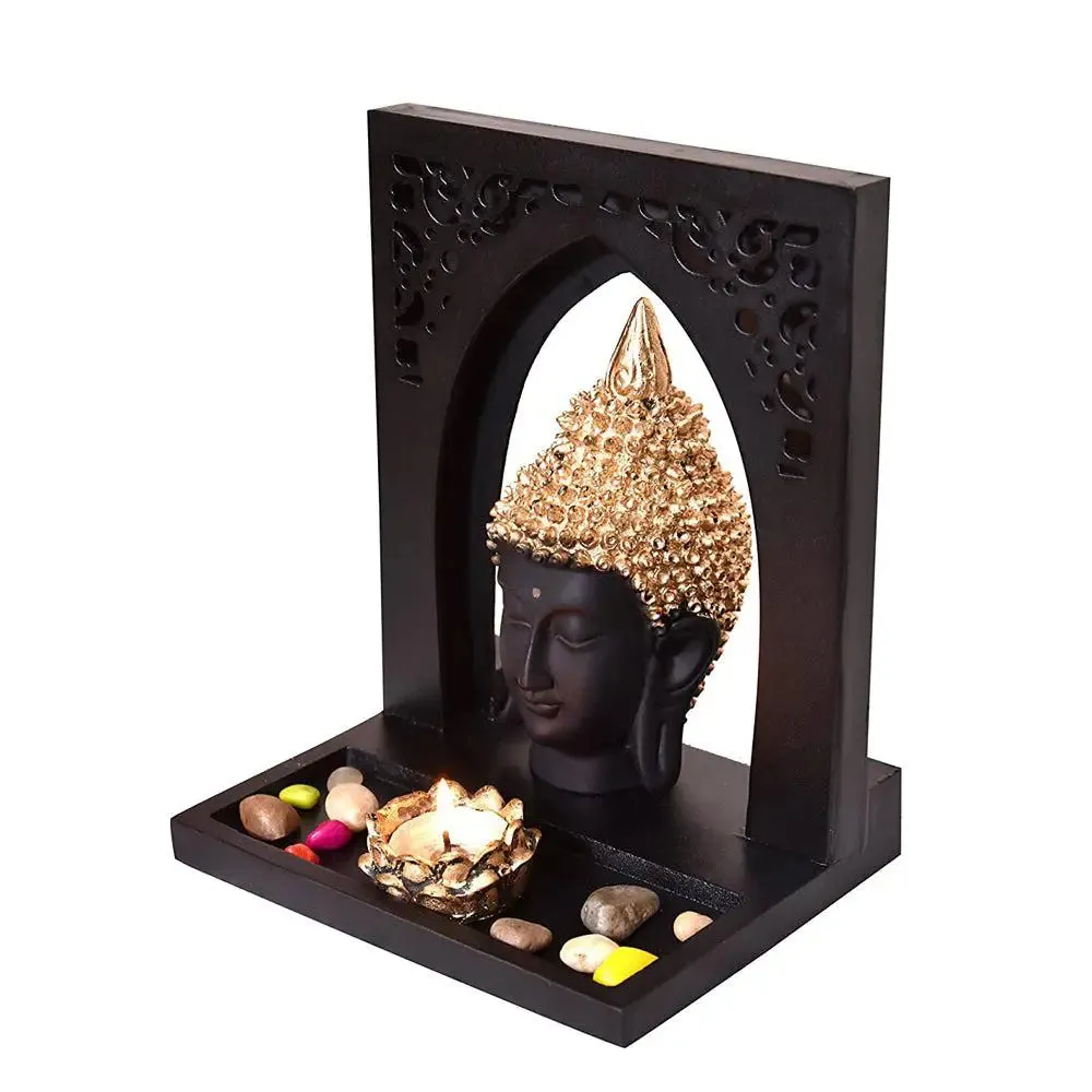 Matte Balck Lord Buddha Head Idol