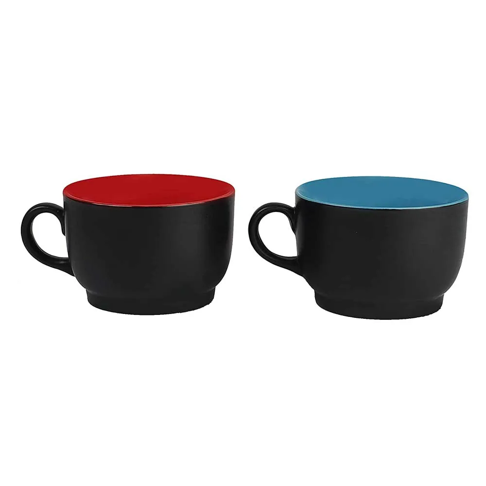 Matte Black Ceramic Tea Cups Set Of 2