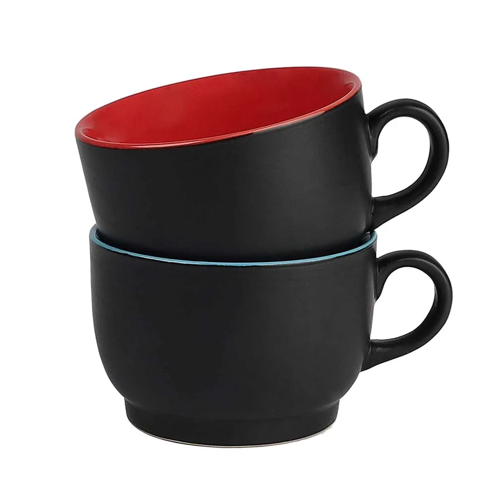 Matte Black Ceramic Tea Cups Set Of 2