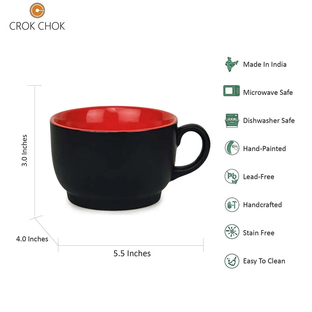 Matte Black Ceramic Tea Cups Set Of 2