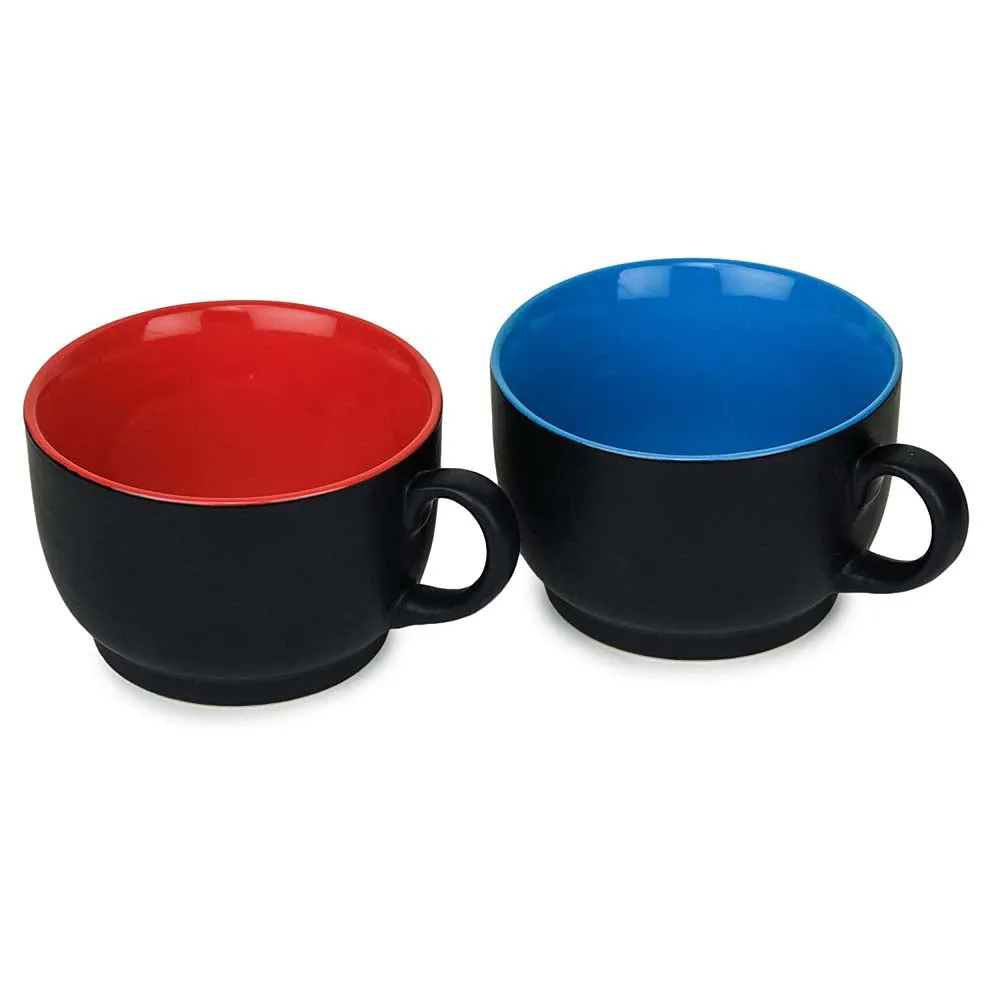 Matte Black Ceramic Tea Cups Set Of 2
