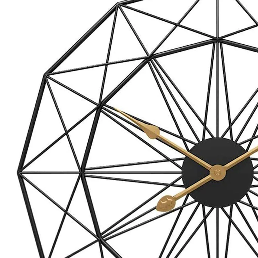 Matte Black Geometric Pattern Metal Wall Clock