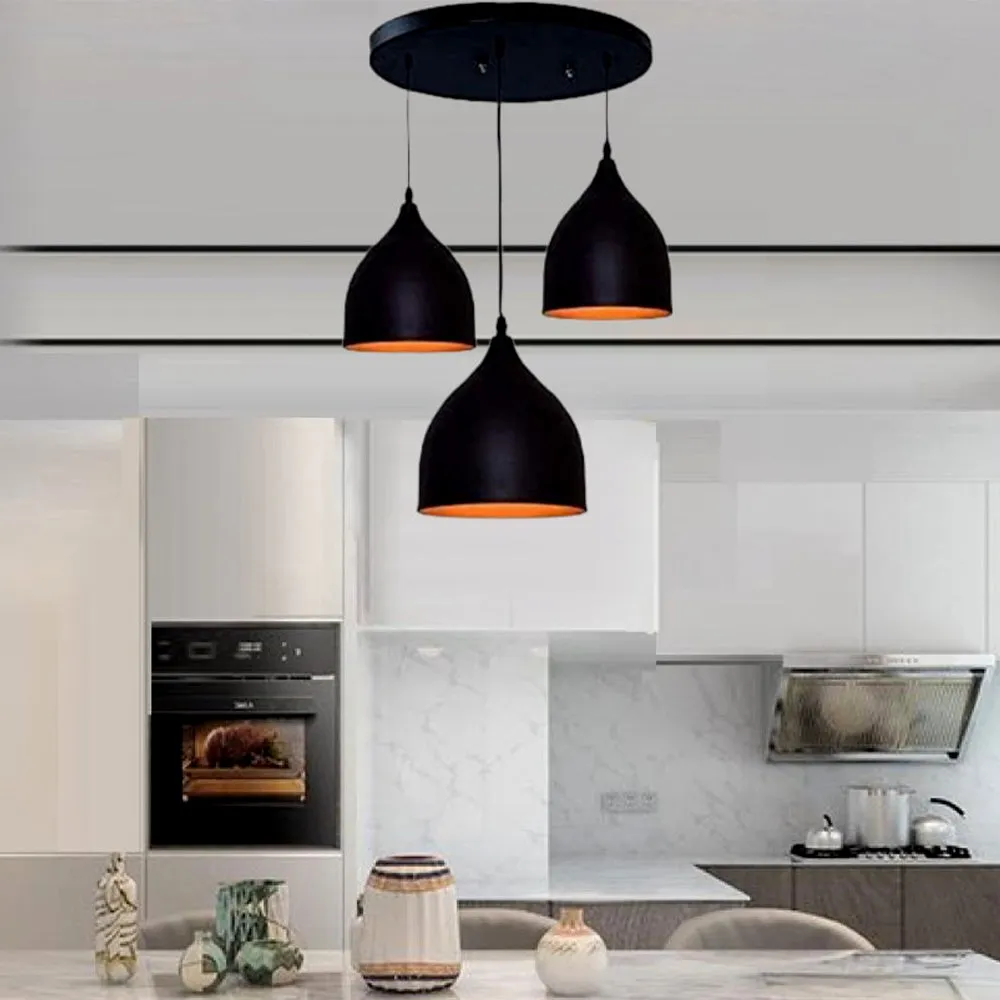Matte Black Reverse Bowl Cluster Ceiling Light