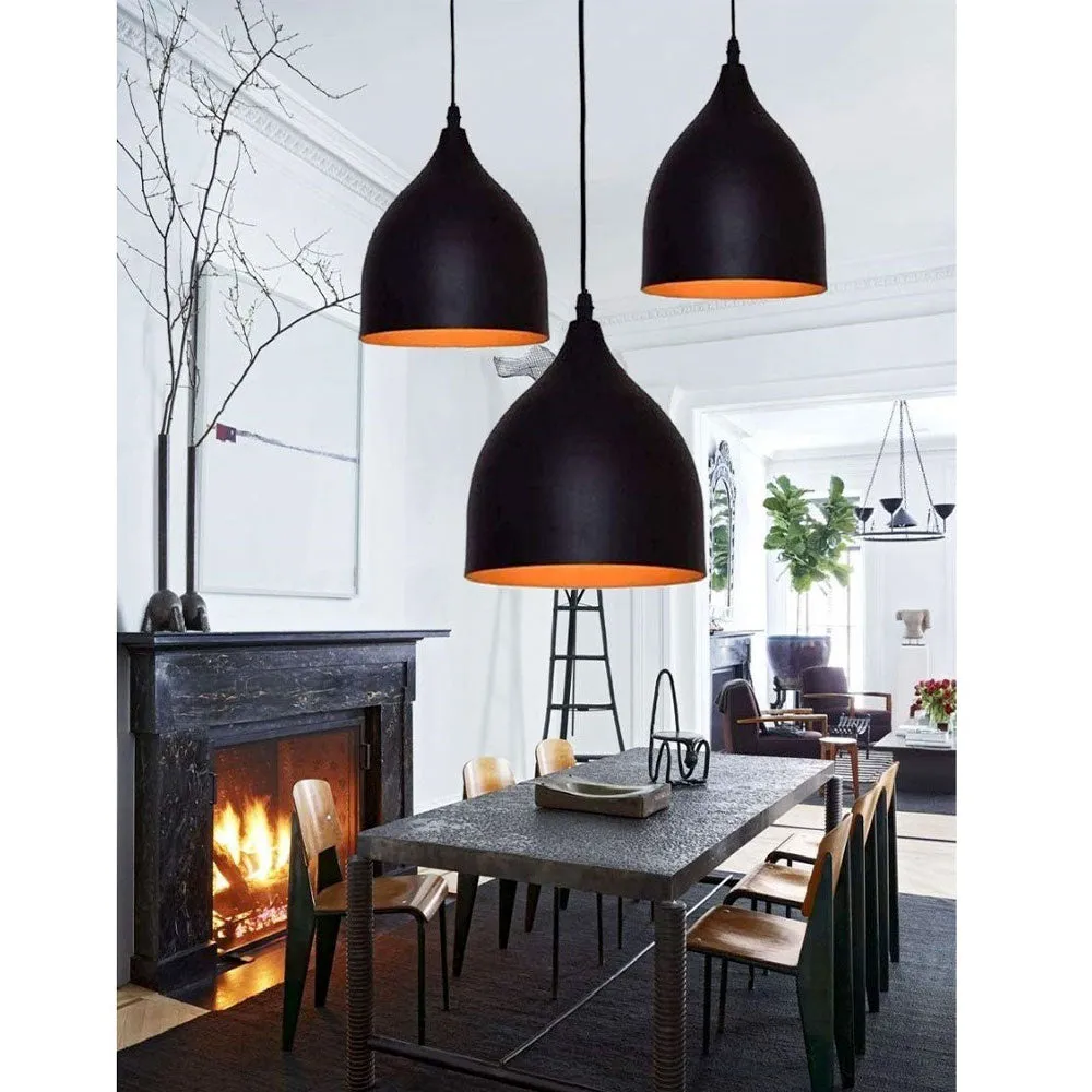 Matte Black Reverse Bowl Cluster Ceiling Light