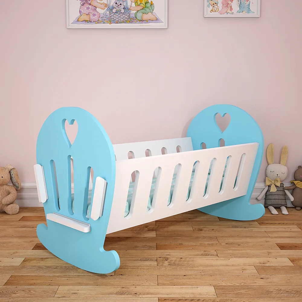 Matte-Finished Blue Termite-Proof Wood Swing Cradle