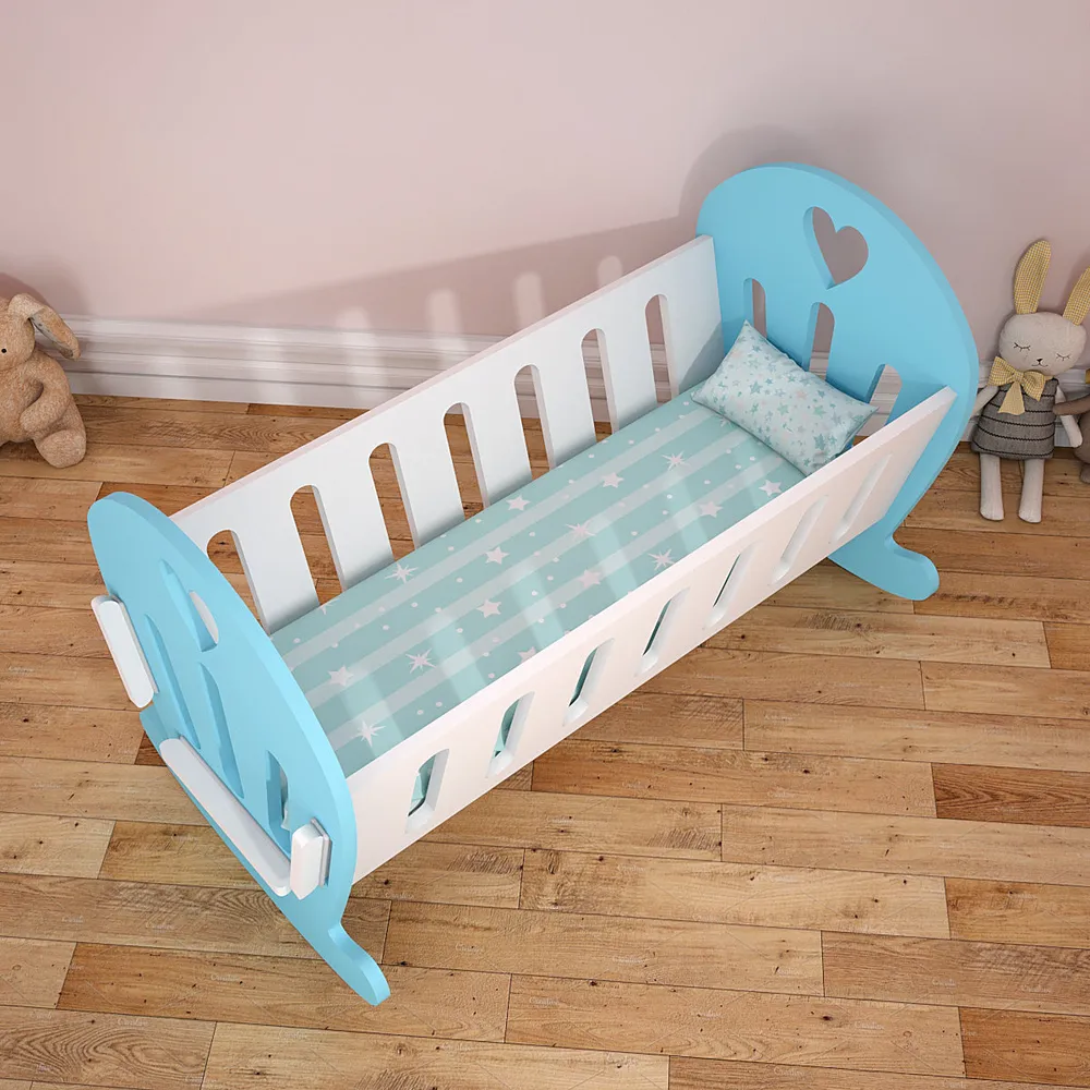 Matte-Finished Blue Termite-Proof Wood Swing Cradle