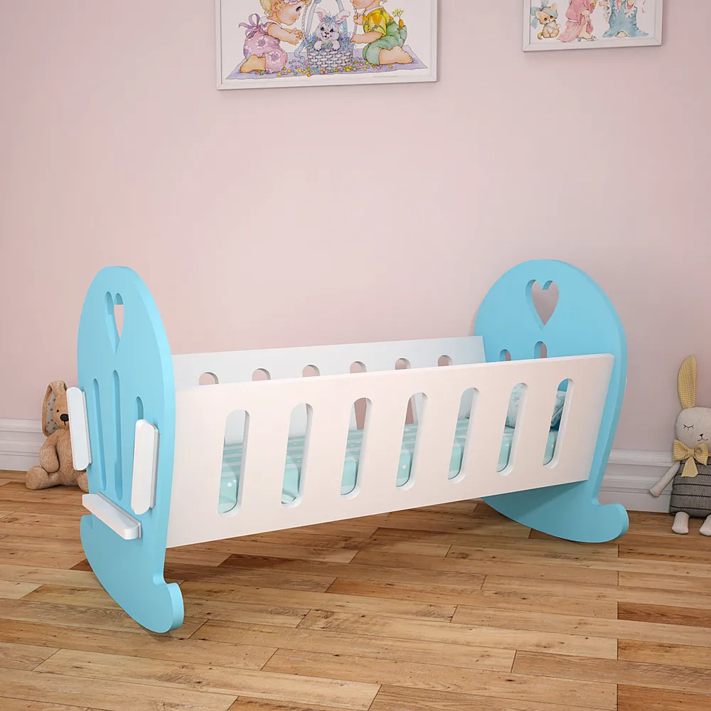 Matte-Finished Blue Termite-Proof Wood Swing Cradle