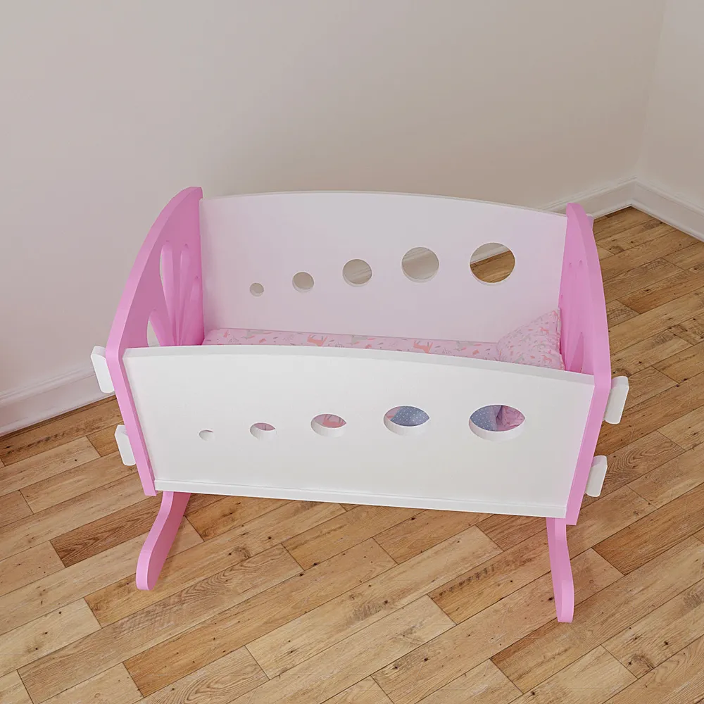 Matte-Finished Pink Termite-Proof Wooden Swing Cradle