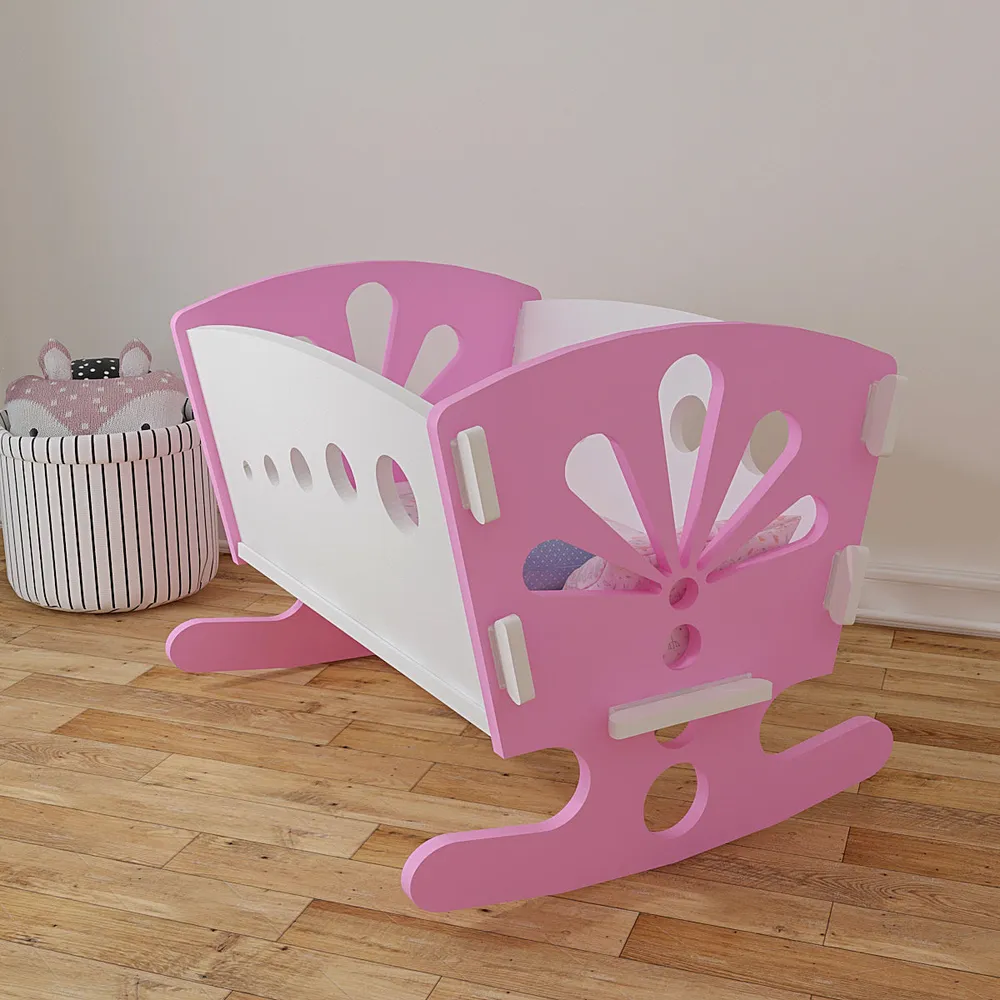 Matte-Finished Pink Termite-Proof Wooden Swing Cradle