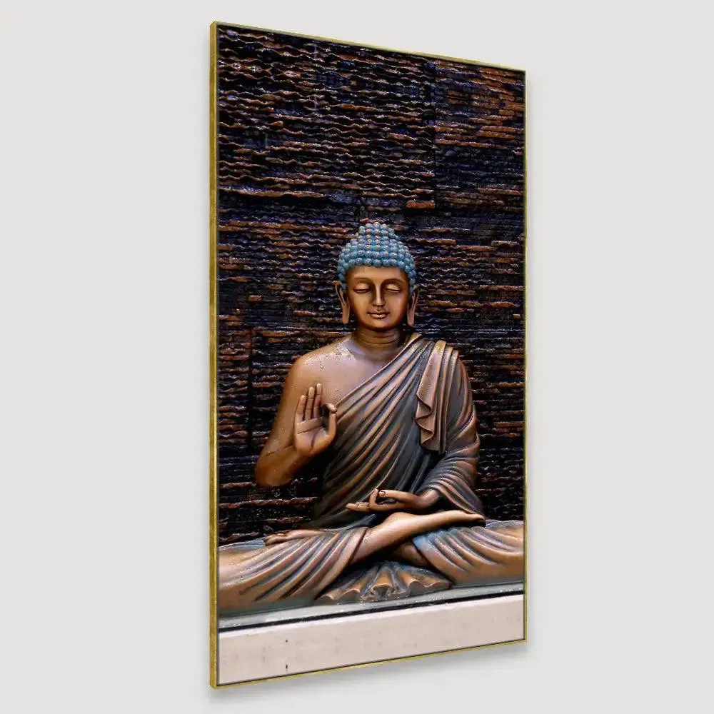 Meditating Buddha Canvas Wall Painting With Frame