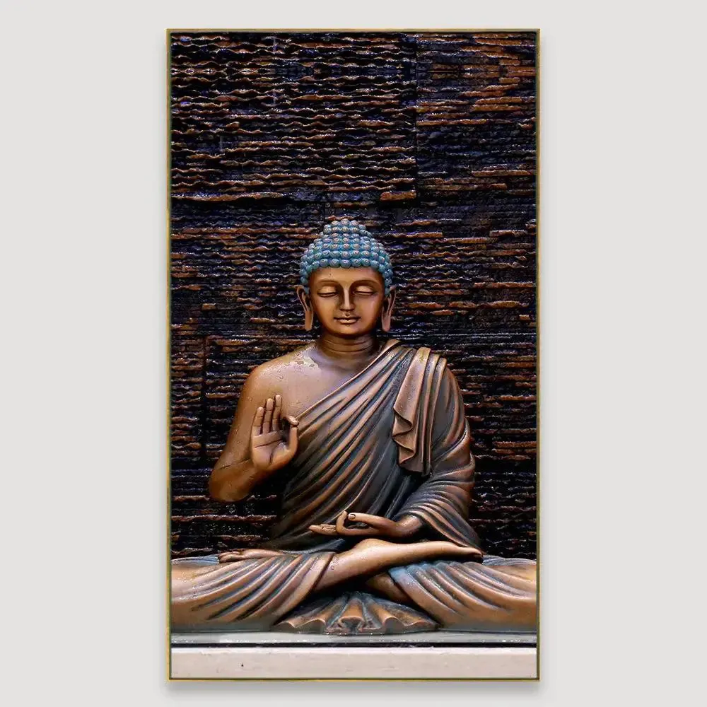 Meditating Buddha Canvas Wall Painting With Frame
