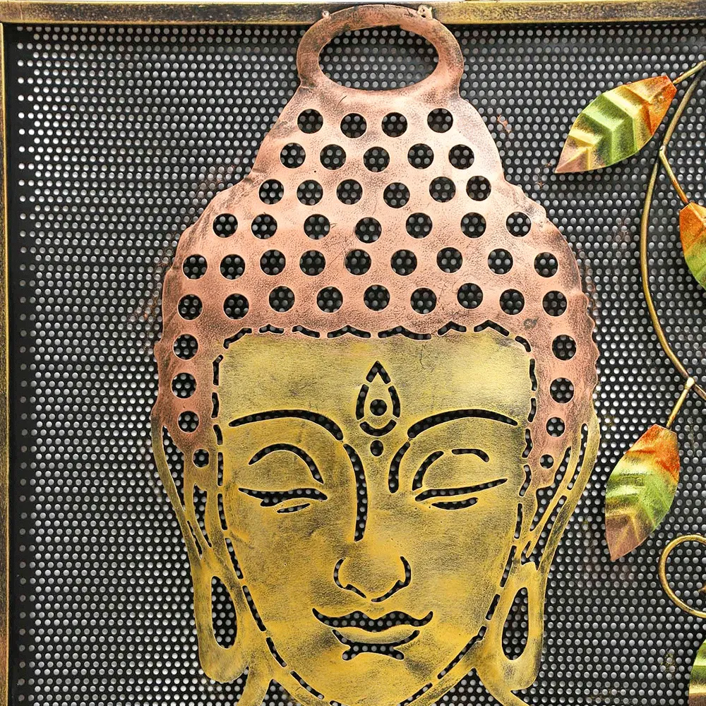 Meditating Buddha Iron Frame Metal Wall Art