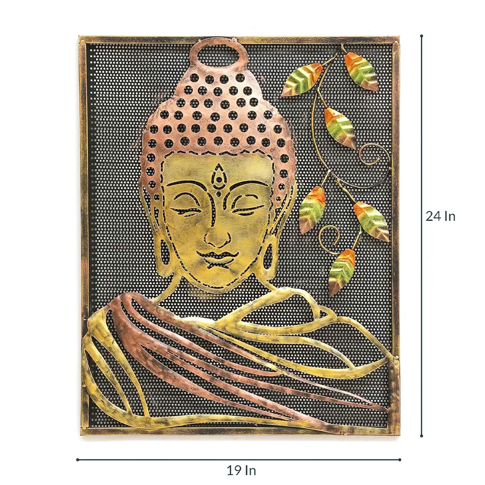 Meditating Buddha Iron Frame Metal Wall Art