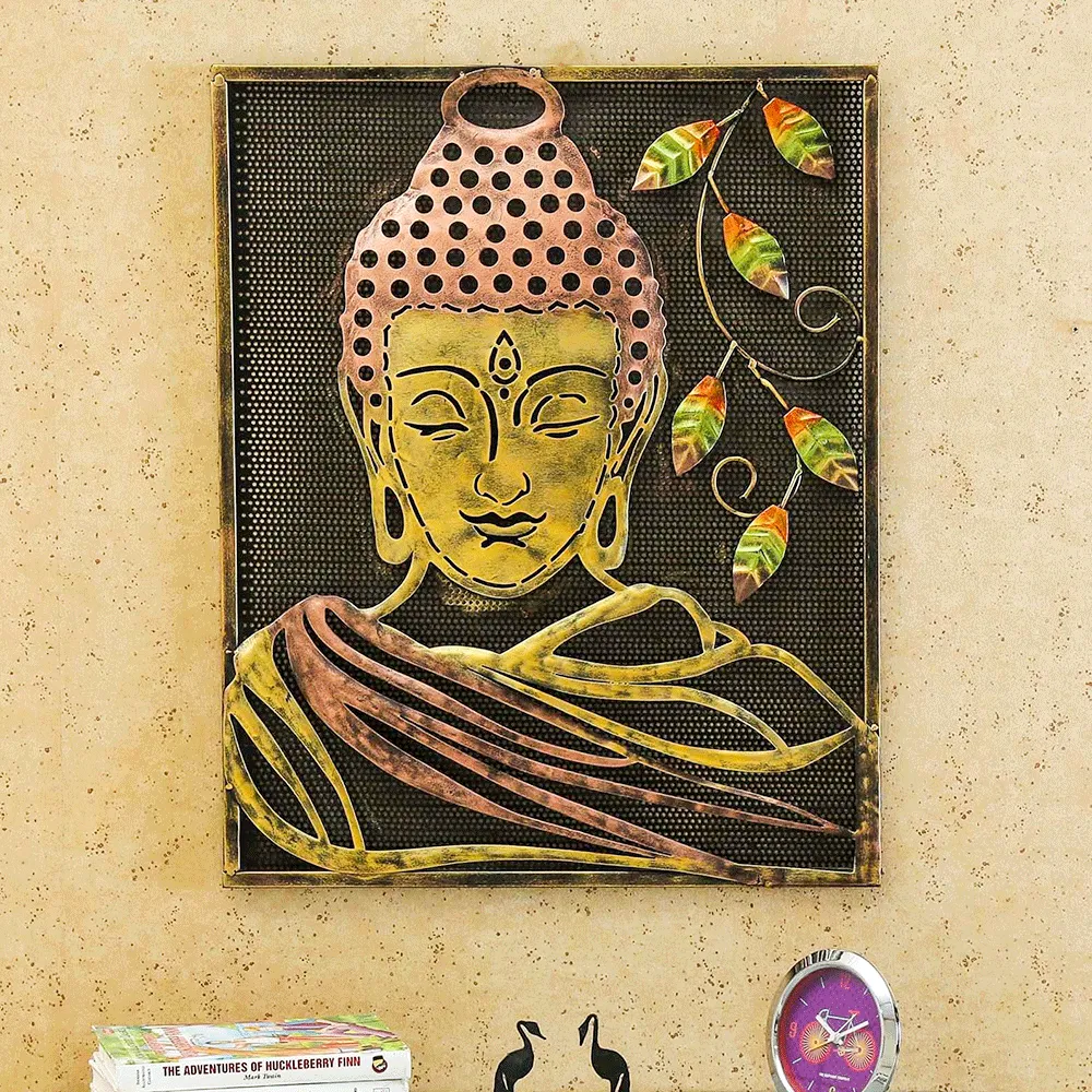 Meditating Buddha Iron Frame Metal Wall Art