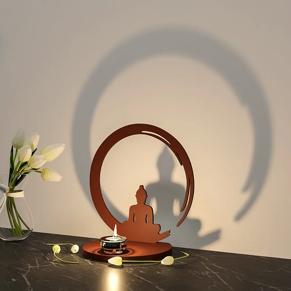 Meditating Buddha Shadow Tea Light Holder