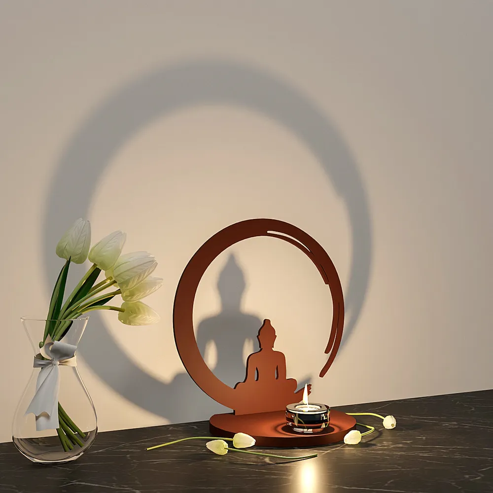 Meditating Buddha Shadow Tea Light Holder