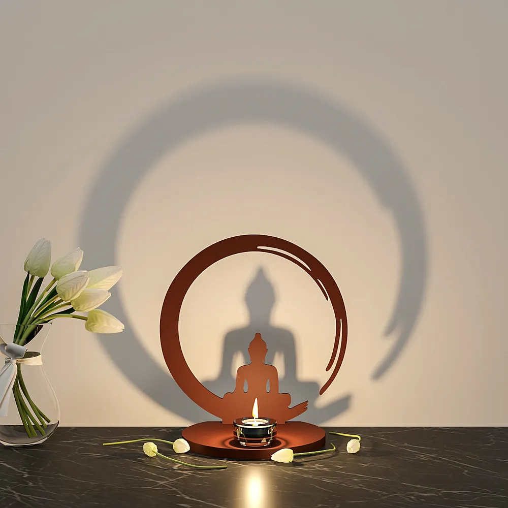 Meditating Buddha Shadow Tea Light Holder