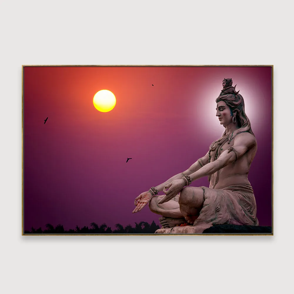 Meditating Mahadev Canvas Wall Painting With Floating Frame