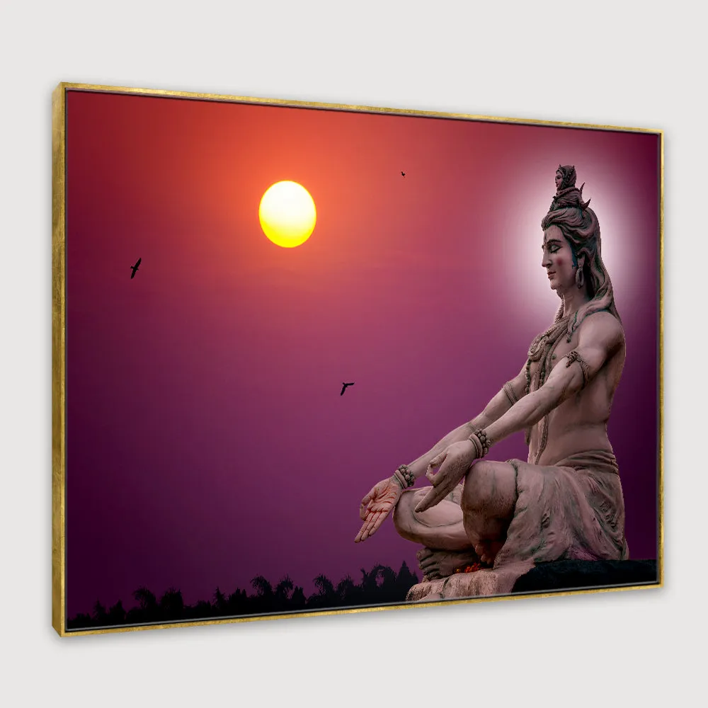Meditating Mahadev Canvas Wall Painting With Floating Frame