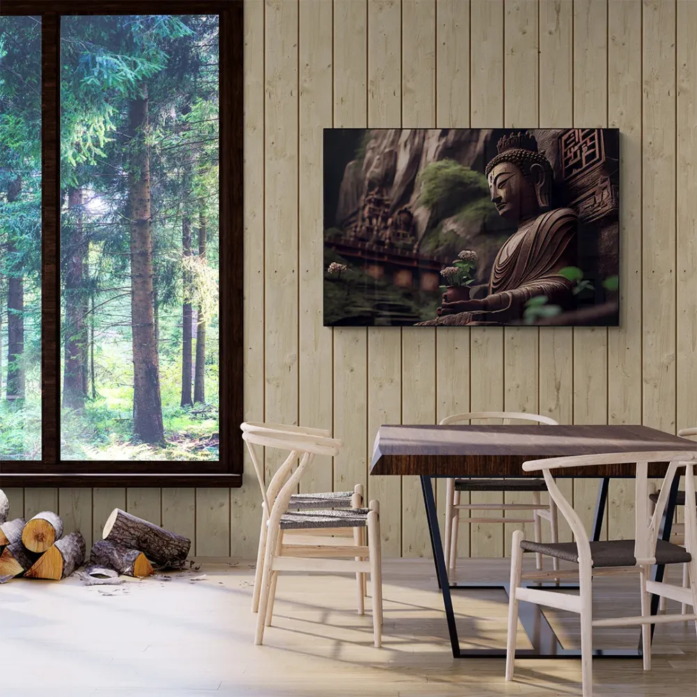 Meditation in Umber Buddha Canvas Wall Painting With Frame