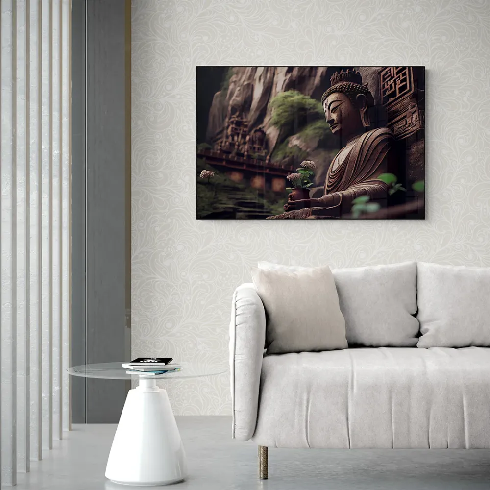 Meditation in Umber Buddha Canvas Wall Painting With Frame