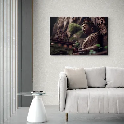 Meditation in Umber Buddha Canvas Wall Painting