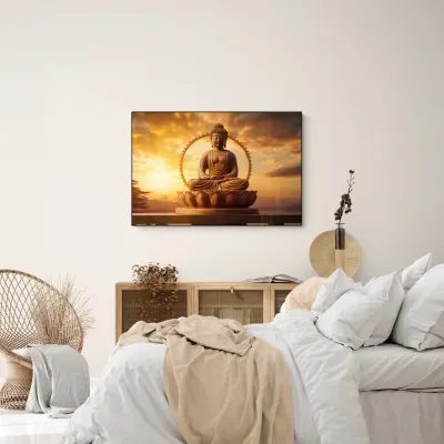 Meditation on Saffron Buddha Canvas Wall Painting