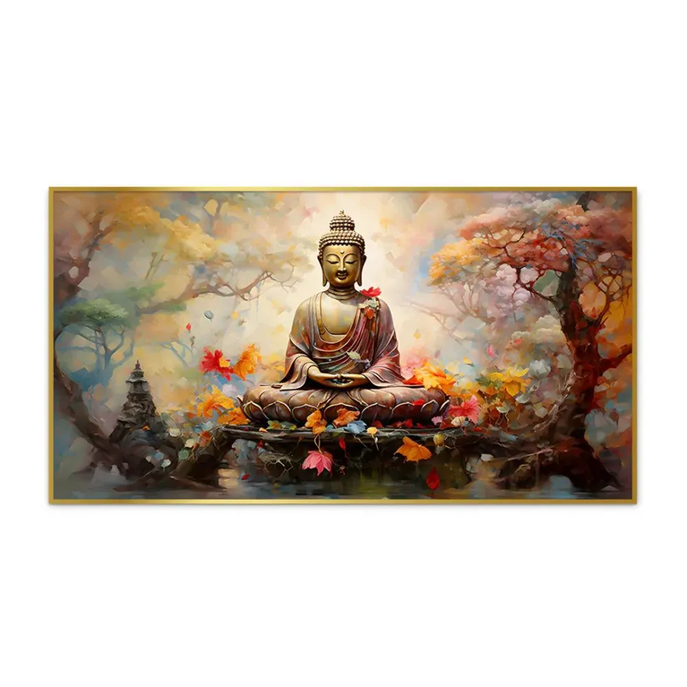 Meditative Bliss Amidst Majestic Scenery Canvas Paintings With Frame