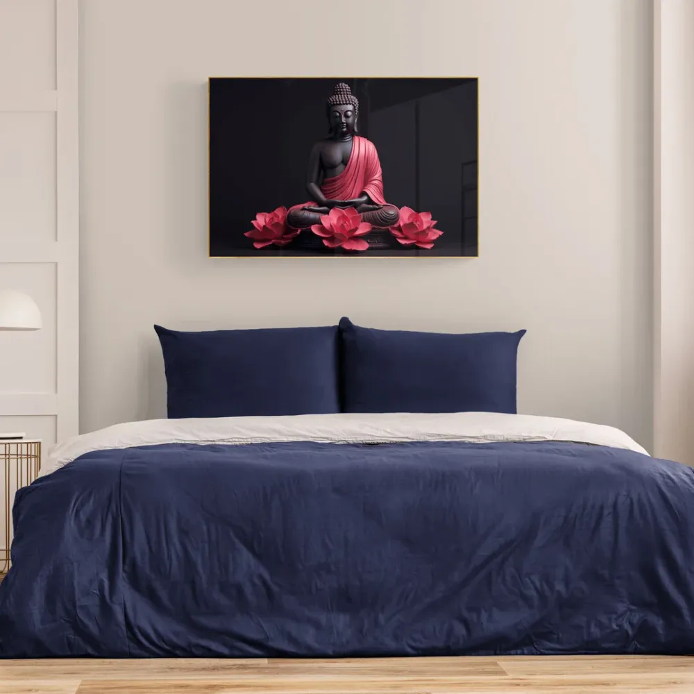 Meditative Grace Buddha Canvas Wall Painting With Frame