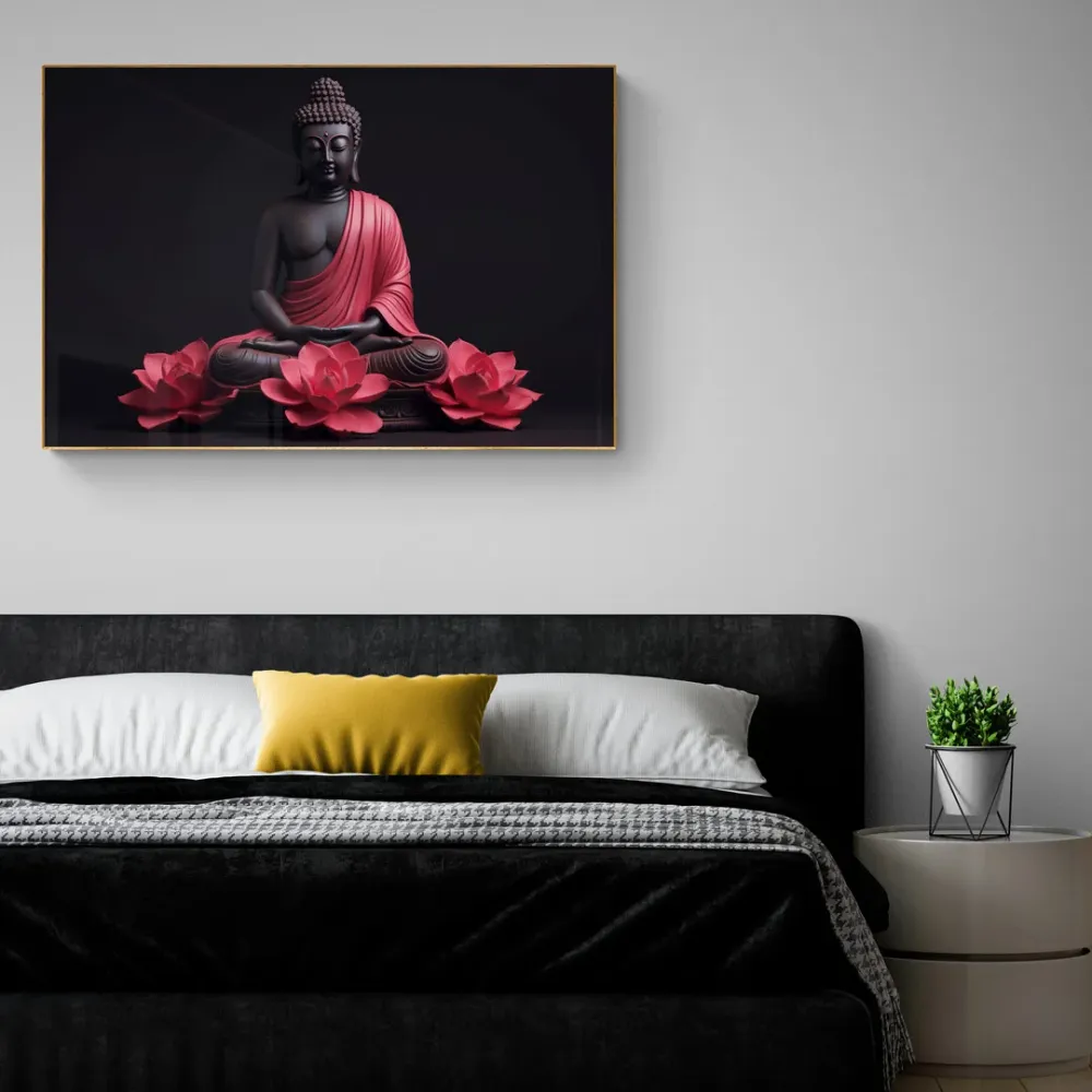 Meditative Grace Buddha Canvas Wall Painting With Frame