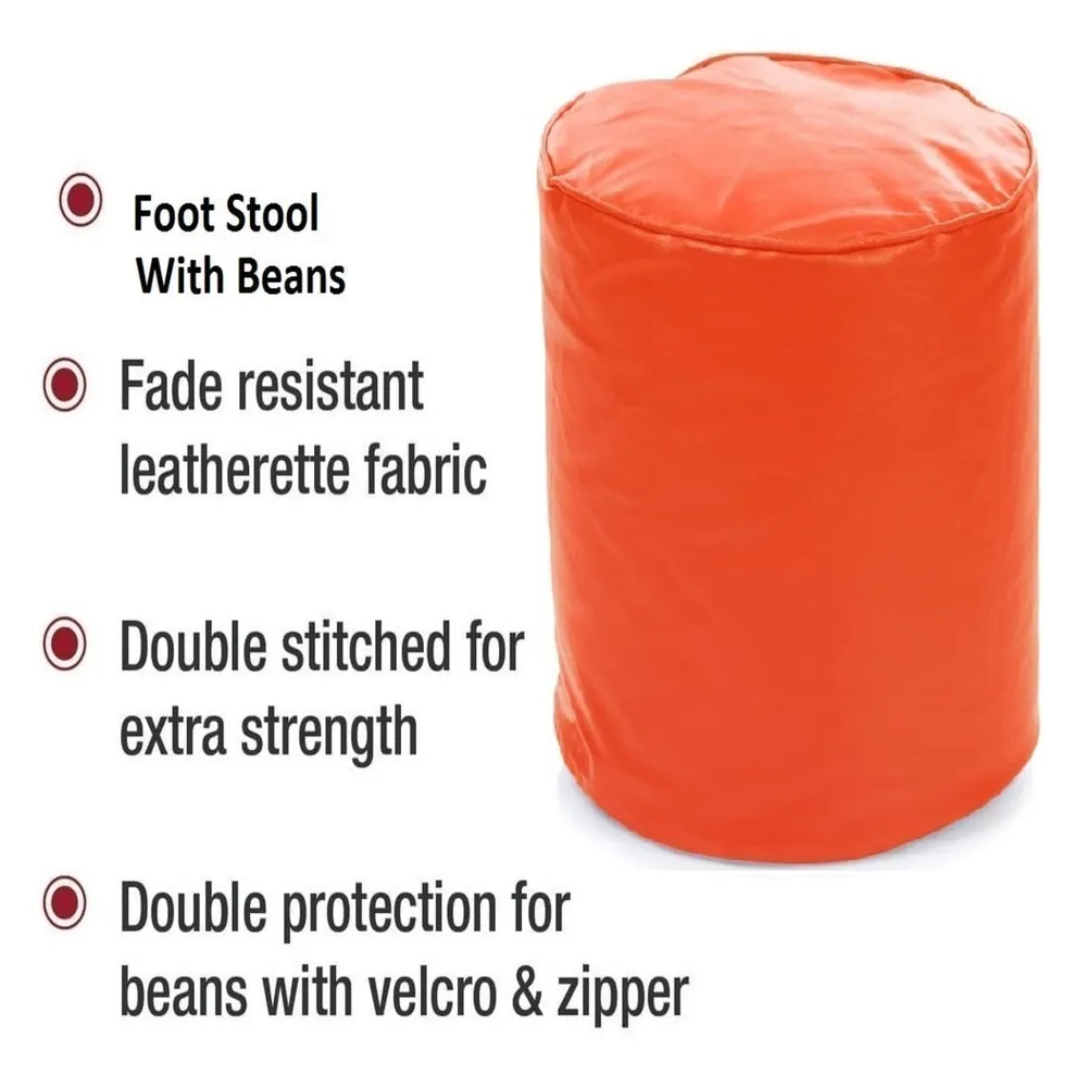Medium Pouffe Plush Orange Bean Bag Cover